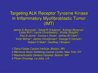 Targeting ALK Receptor Tyrosine Kinase in Inflammatory Myofibroblastic Tumor (IMT)