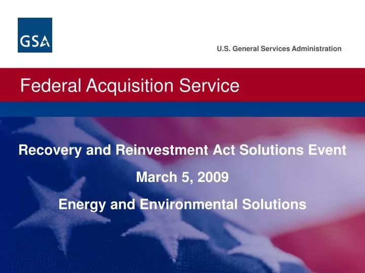 recovery and reinvestment act solutions event march 5 2009 energy and environmental solutions