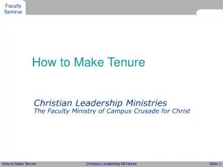 How to Make Tenure