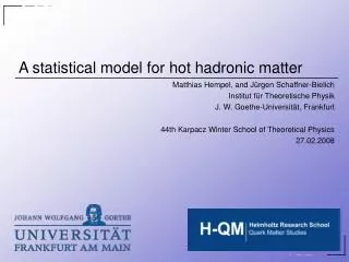 A statistical model for hot hadronic matter