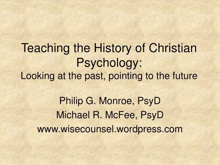 teaching the history of christian psychology looking at the past pointing to the future