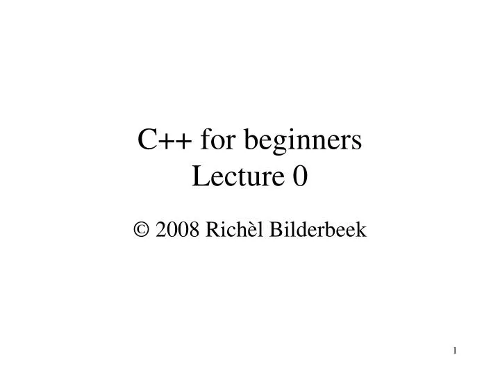 c for beginners lecture 0