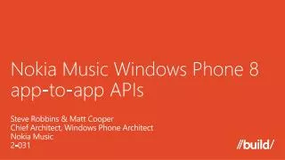 Nokia Music Windows Phone 8 app-to-app APIs