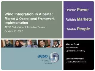 Wind Integration in Alberta: M arket &amp; Operational Framework Implementation