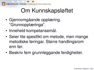 om kunnskapsl ftet