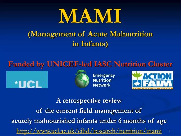 mami management of acute malnutrition in infants funded by unicef led iasc nutrition cluster