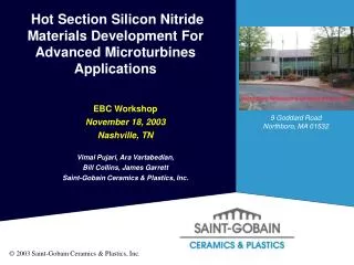 Hot Section Silicon Nitride Materials Development For Advanced Microturbines Applications