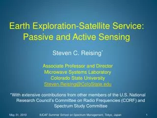Earth Exploration-Satellite Service: Passive and Active Sensing