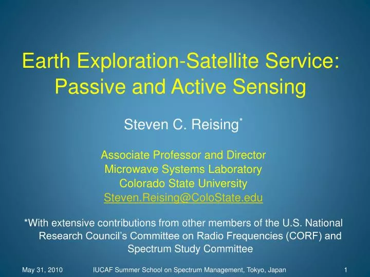 earth exploration satellite service passive and active sensing