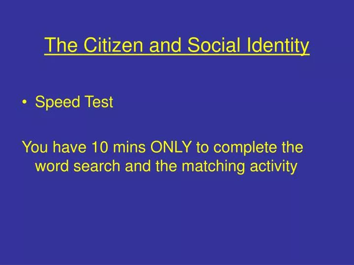 the citizen and social identity