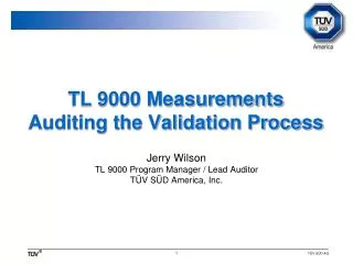 TL 9000 Measurements Auditing the Validation Process
