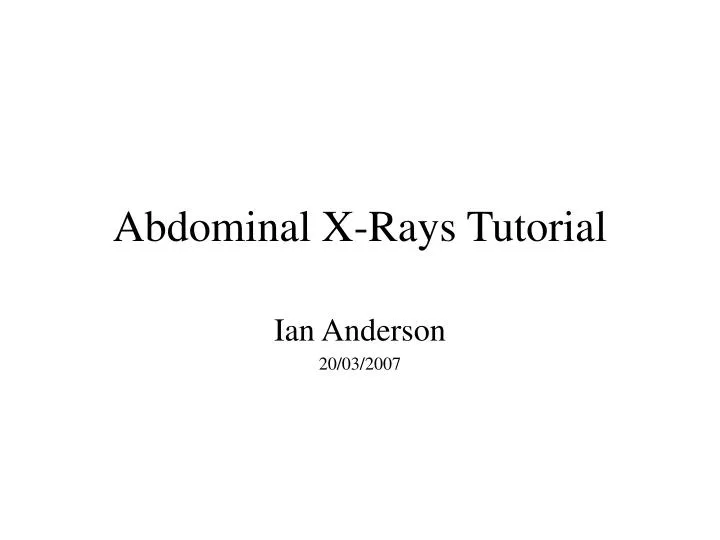 abdominal x rays tutorial