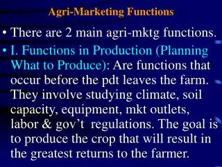 Agri-Marketing Functions