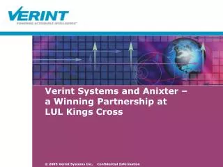 Verint Systems and Anixter – a Winning Partnership at LUL Kings Cross
