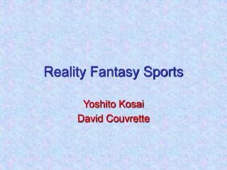Reality Fantasy Sports