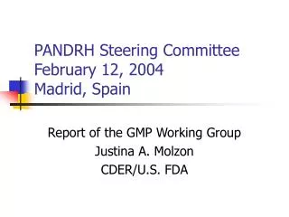PANDRH Steering Committee February 12, 2004 Madrid, Spain