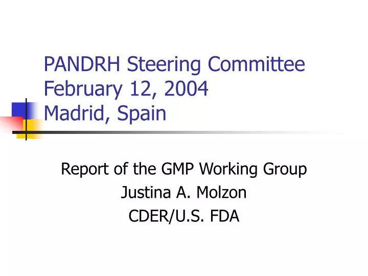 pandrh steering committee february 12 2004 madrid spain