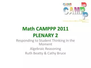 Math CAMPPP 2011 PLENARY 2