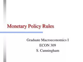 Monetary Policy Rules