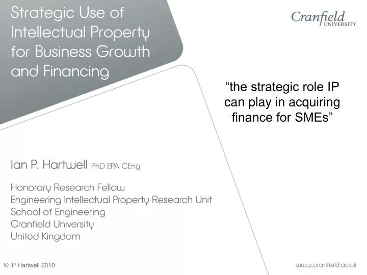 strategic use of intellectual property for business growth and financing