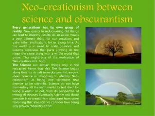 Neo-creationism between science and obscurantism
