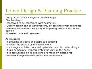 Urban Design &amp; Planning Practice