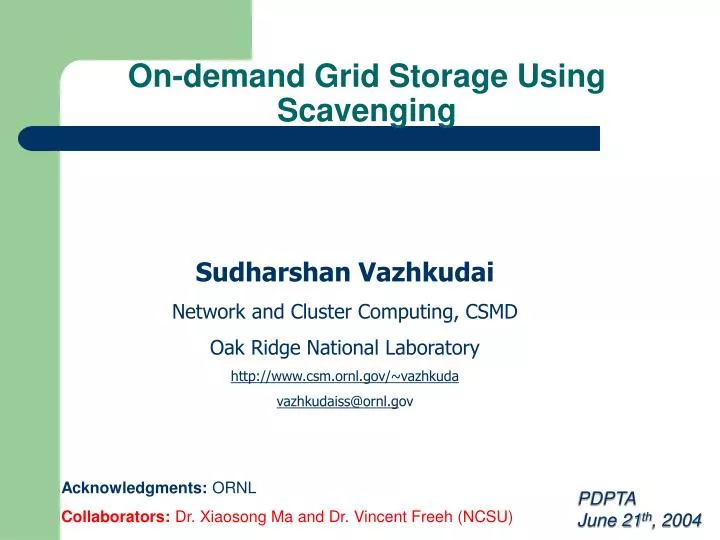 on demand grid storage using scavenging