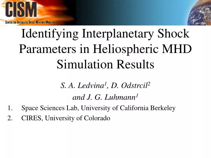 identifying interplanetary shock parameters in heliospheric mhd simulation results