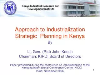 Approach to Industrialization Strategic Planning in Kenya