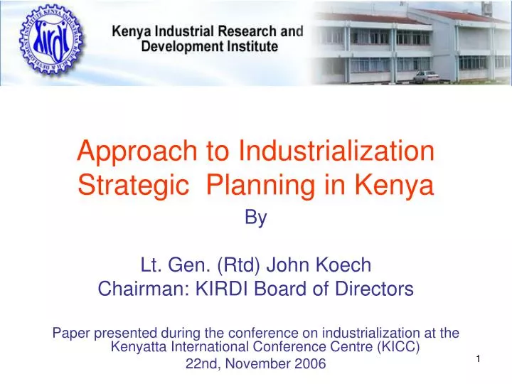 approach to industrialization strategic planning in kenya