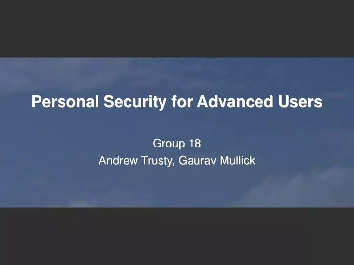 personal security for advanced users