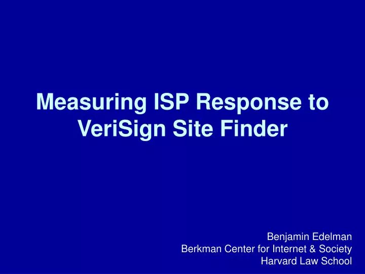 measuring isp response to verisign site finder