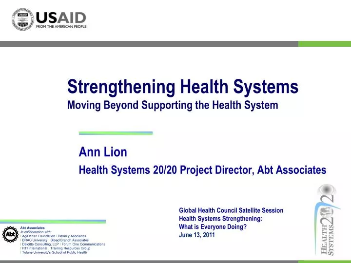 strengthening health systems moving beyond supporting the health system