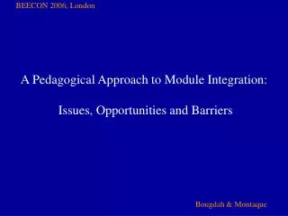 A Pedagogical Approach to Module Integration: Issues, Opportunities and Barriers