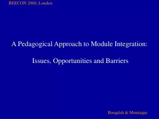 a pedagogical approach to module integration issues opportunities and barriers
