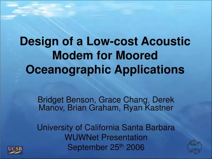 design of a low cost acoustic modem for moored oceanographic applications