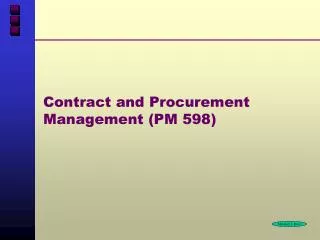 Contract and Procurement Management (PM 598)