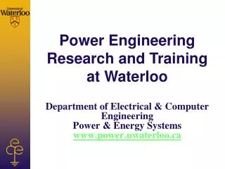 Department of Electrical &amp; Computer Engineering Power &amp; Energy Systems power.uwaterloo