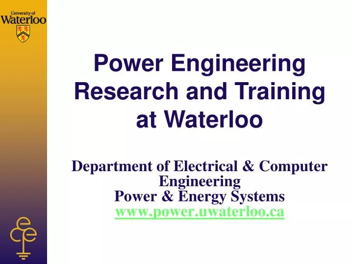 department of electrical computer engineering power energy systems www power uwaterloo ca