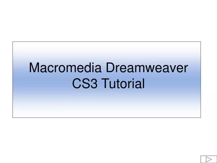 macromedia dreamweaver cs3 tutorial