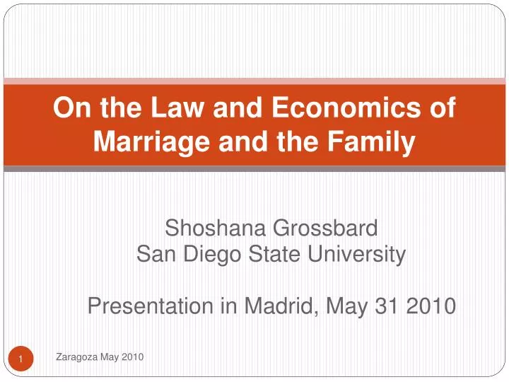 on the law and economics of marriage and the family