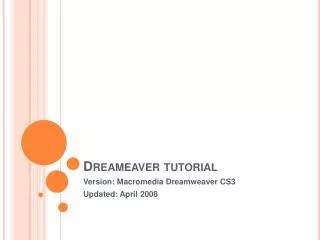 Dreameaver tutorial