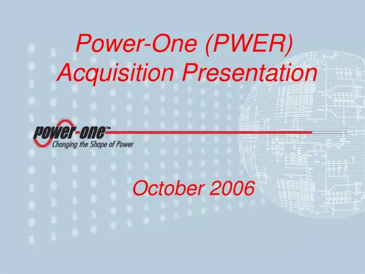 power one pwer acquisition presentation