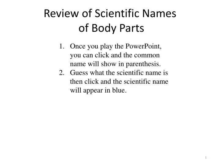 review of scientific names of body parts