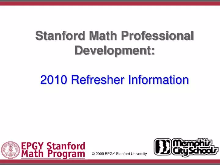 stanford math professional development 2010 refresher information