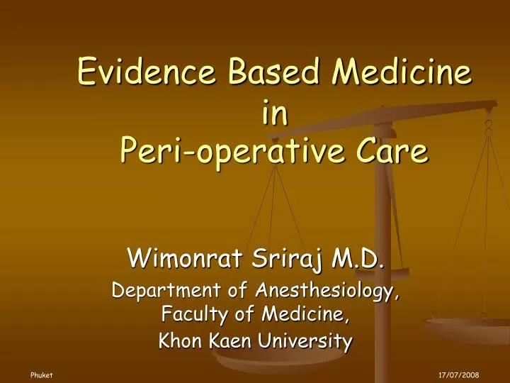 evidence based medicine in peri operative care