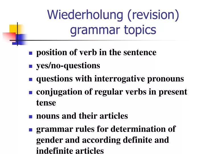 wiederholung revision grammar topics