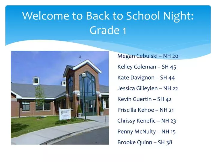 welcome to back to school night grade 1