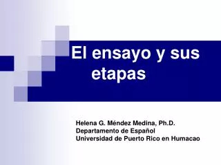 el ensayo y sus etapas