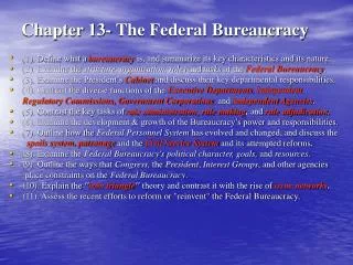 Chapter 13- The Federal Bureaucracy